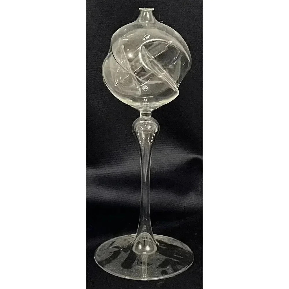 Formed Glass Oil Lamp 9.25” High x 3.75” Base W/Funnel With 3 Glass Tube Wick’s‎